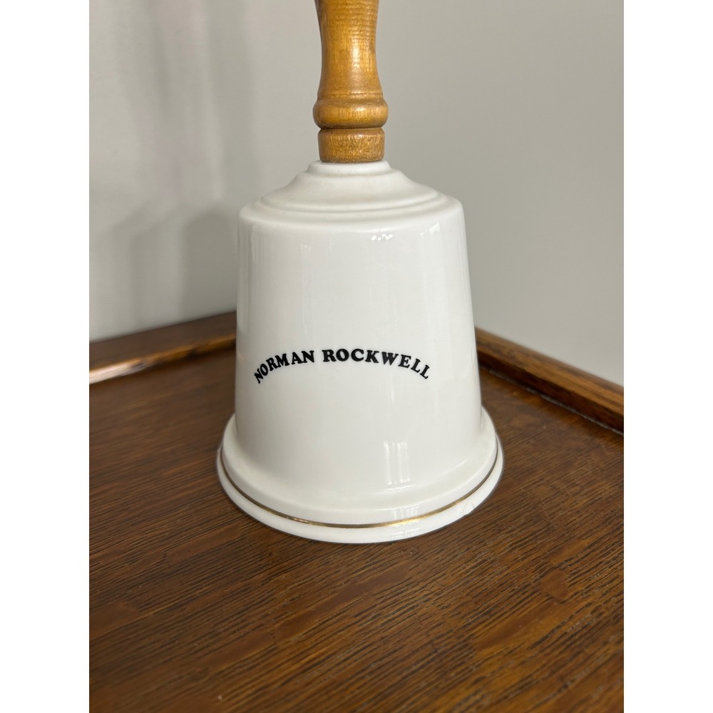 Norman Rockwell Ceramic Bell Wooden Handle Decorative Collectible - Picture 3 of 4